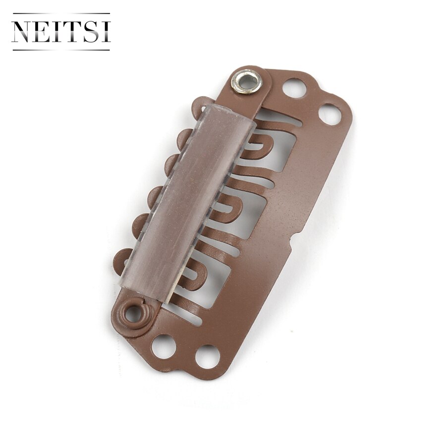 Neitsi U Shape Clips Stainless Steel Hair Snap Clips for Feather Clip In Hair Extensions Wigs Weft 2.8cm 50pcs/pack 5 Colors: Light Brown