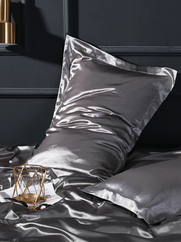 100% fronha de seda pura fronha de seda real fronha de seda natural amoreira fronha de seda macia fronhas decoração da sua casa: Silver gray / 48x74mm 2pcs
