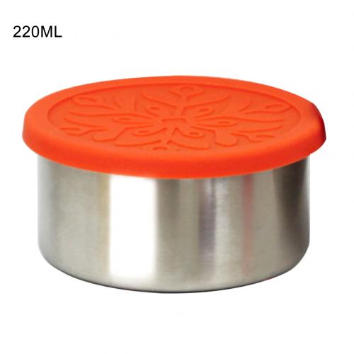 Edelstahl Frische Schüssel Lunchbox Snack Lagerung Container mit Silikon Deckel: 220ml