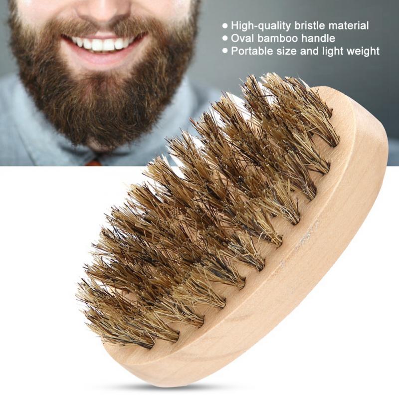 Cepillo de barba suave para hombres, peine de bigote, mango de bambú ovalado, cepillo de afeitar, Barbero, salón, herramienta para dar forma a la barba, herramienta de limpieza de barba Facial