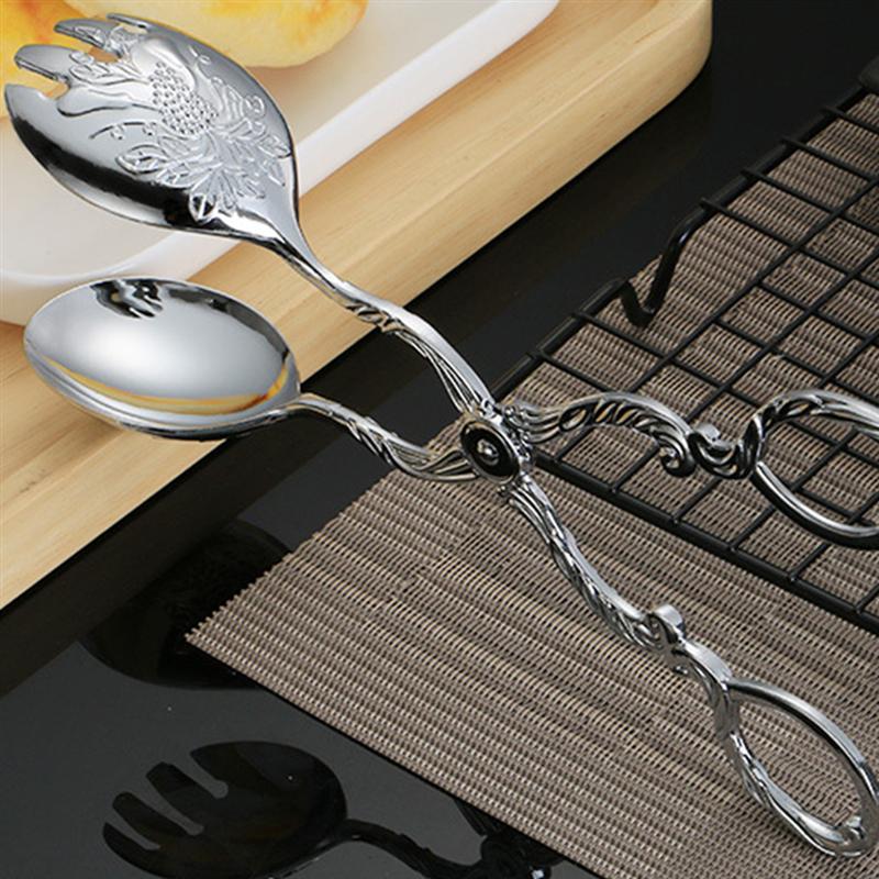 1pc mat sax tang kök rostfritt stål skulpterat mönster zinklegering servering tång bröd klipp för dessert sallad kex