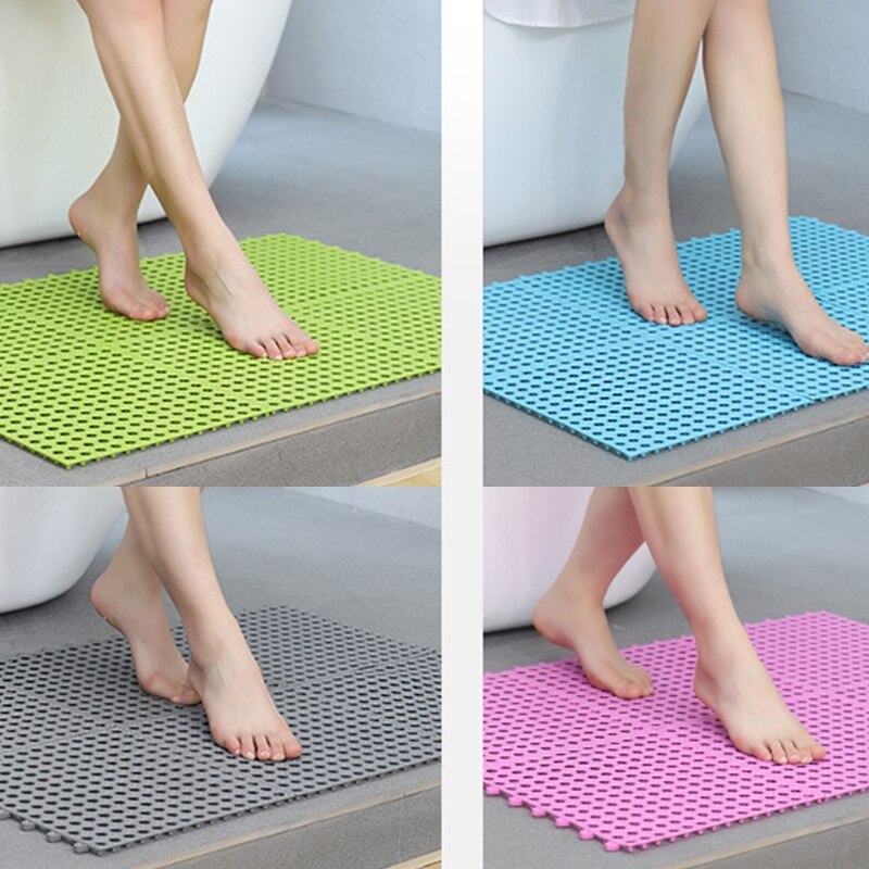 Square Shower Mat Non-Slip Bath Mats Anti-skid Bathroom Massage Mat Hollow Drain Holes Bathtub Carpet Kitchen Splicing Pads
