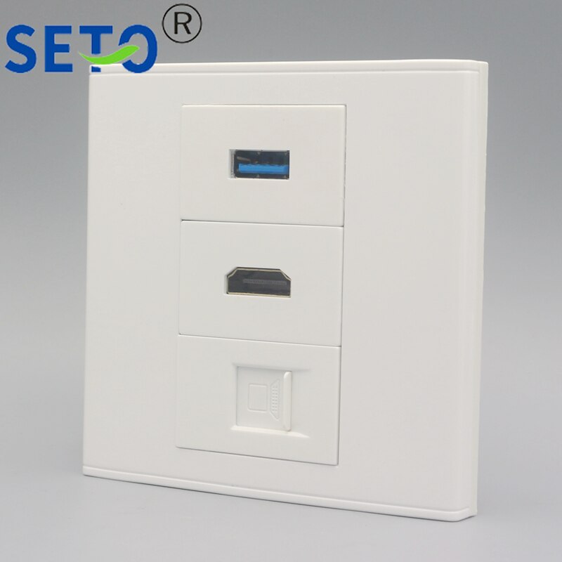 Seto 86 type nettverk  rj45 cat 5e + 3.0 usb assortert  + 2.0 hdmi panel veggplate stikkontakt keystone frontplate