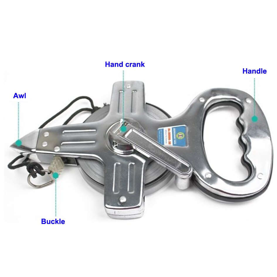 C-Mart Tools 30M 50M MM/INCH Stainless Steel Measuring Tape Portable Rack Steel Tape Measure Engineering Tool 30 50 -Meter-Long