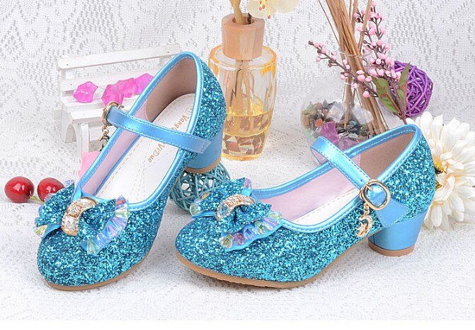 Lente Kinderen Schoenen Meisjes Hoge Hak Prinses Dans Sandalen Kids Schoenen Glitter Leer Mode Meisjes Feestjurk Trouwschoenen