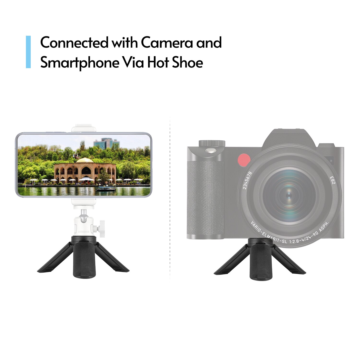 Mini Tabletop Folding Tripod With 1/4 Screw for Mobile Phone Camera Stabilizer Max Load 1KG Black Photography Accessories