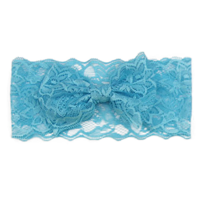 neue Mädchen Spitze Großen Bogen Haar Band Baby Kopf Wrap Band Zubehör Baby Lacos Elastische: sky blue