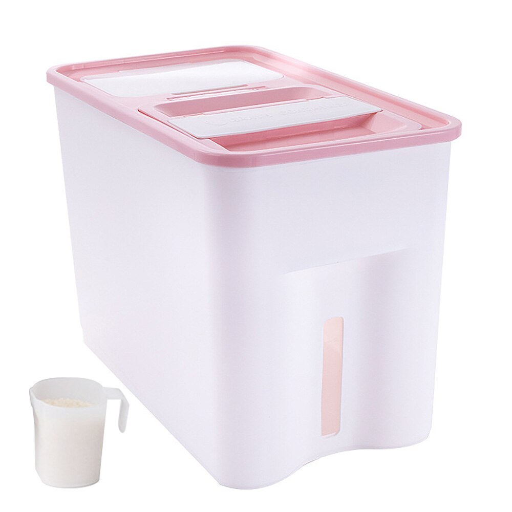 Plastikowy dyspenser płatków zbożowych zestaw 25Kg schowek robić kuchni robić jedzenia dozownik ziarna ryżu organizator ziarna puszki robić przechowywania słoiki robić magazynowania: duży różowy
