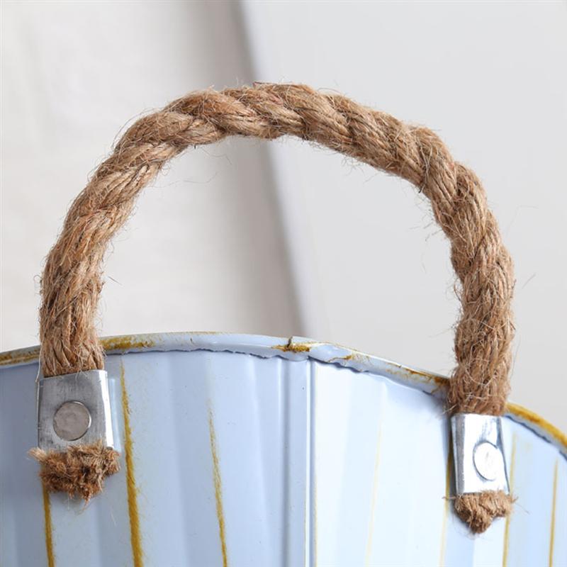 Maison Pot de fleur seau décor fleur boutique métal seau fer chanvre corde fleur seau bureau plante Pot ornement (grande taille)