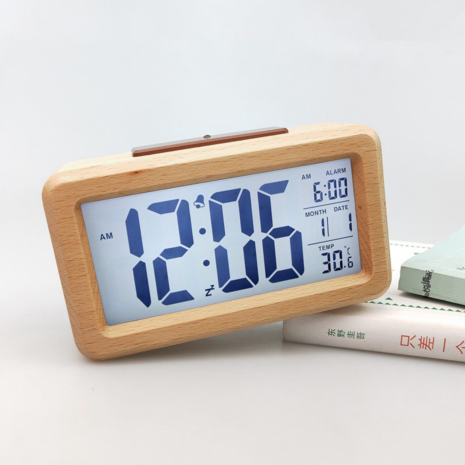 Solid Wood Log Color Digital Alarm Clock Wooden Time Display Battery Operated Smart Electronic Clocks Without Battery