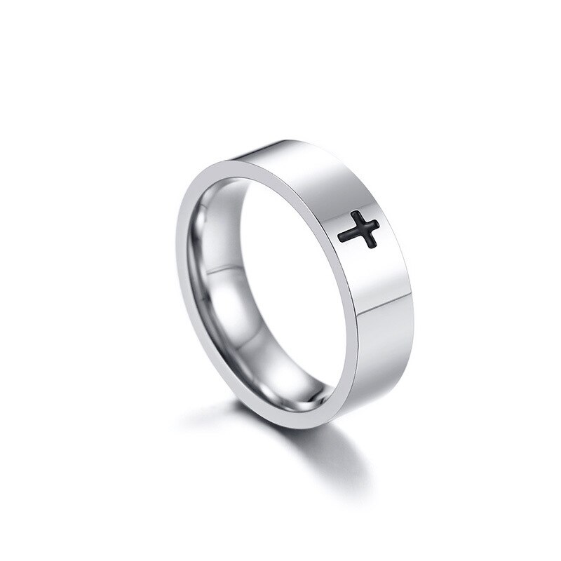 FXM CR18 cross popular single double ring have silver rose gold steel product