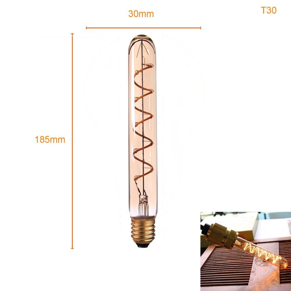 GANRILAND Retro LED Lamp E27 220V Dimmable LED Bulb Filament Light 3W 2200K Diamond Gold Edison Spiral Bulbs G125 G80 led lampen: T30 185mm / 3W E27 220V-240V