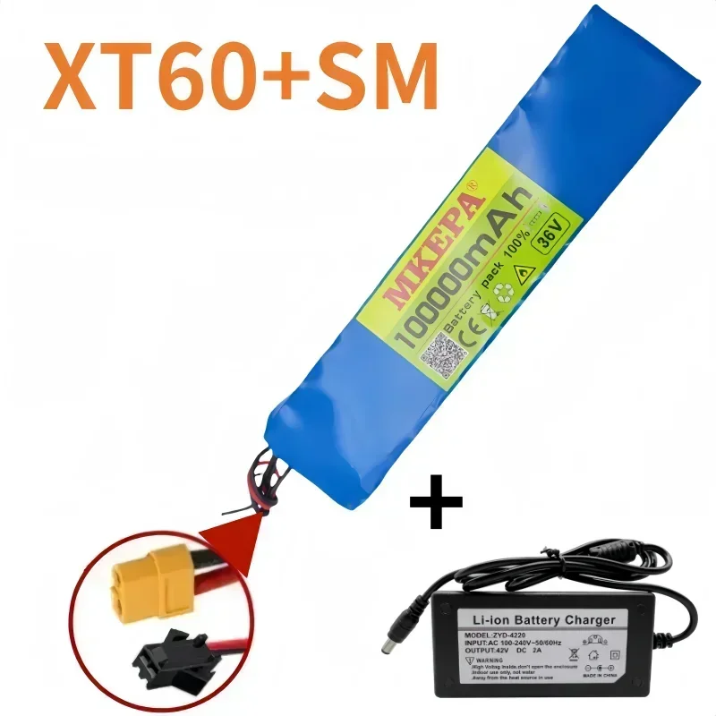 10S3P 36V 100000mAh 18650 Rechargeable Lithium Battery Power Modified Bicycle Scooter Electric Vehicle with etc: Clear