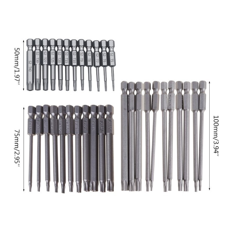 11/12pcs Tamper Proof Security Drill Bit Set Torx Screwdriver Flat Head 1/4" Hex Bits Driver