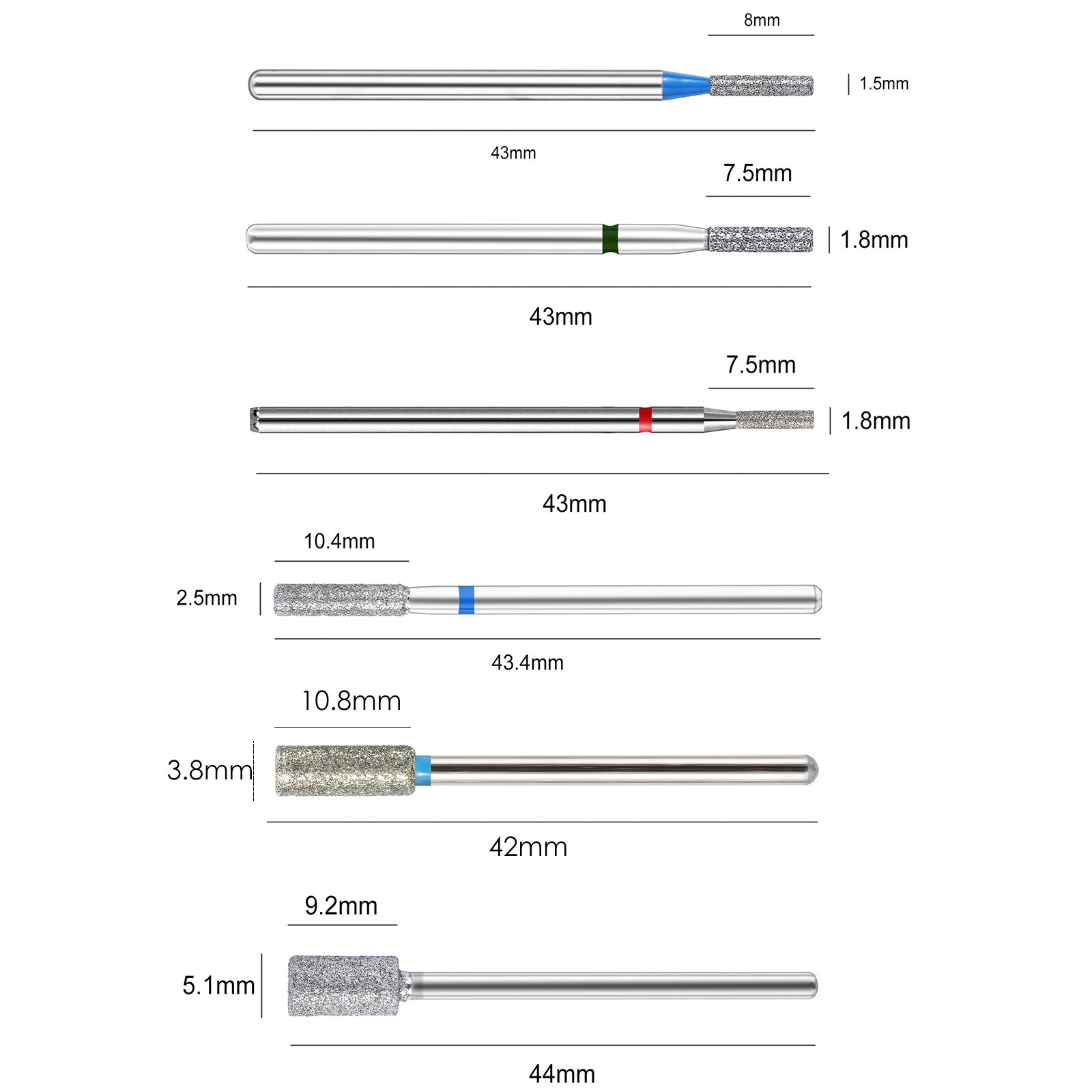 BNG Diamond Bit Small Barrel Shape Electric Nail Drill File Cuticle Cleaner Tool for Rotary Nail Drill Machine Manicure Pedicure