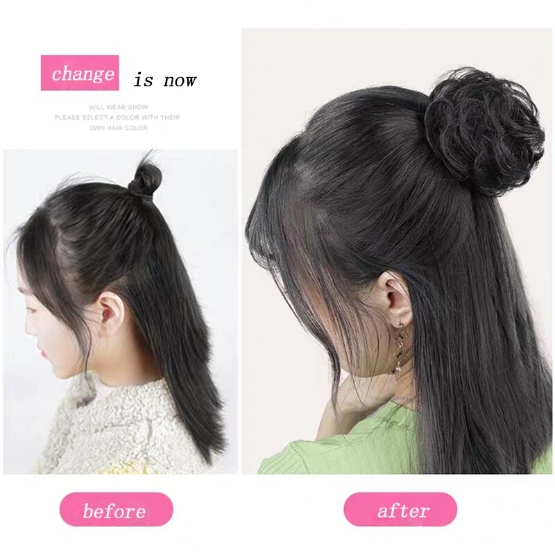 Aioosoo, moño de pelo moño rizado para mujeres, moño de Donut, extensiones de postizas, moño sintético de fibra de alta temperatura