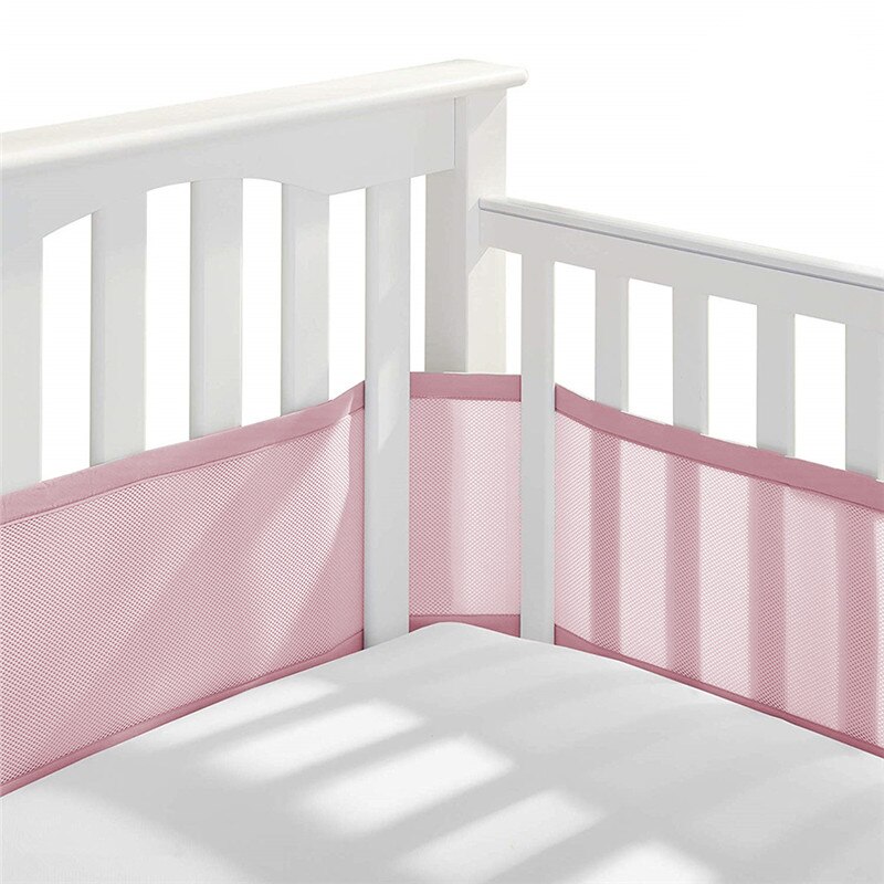 Pare-choc de berceau en maille respirante pour bébé, protection pour -né: Rose