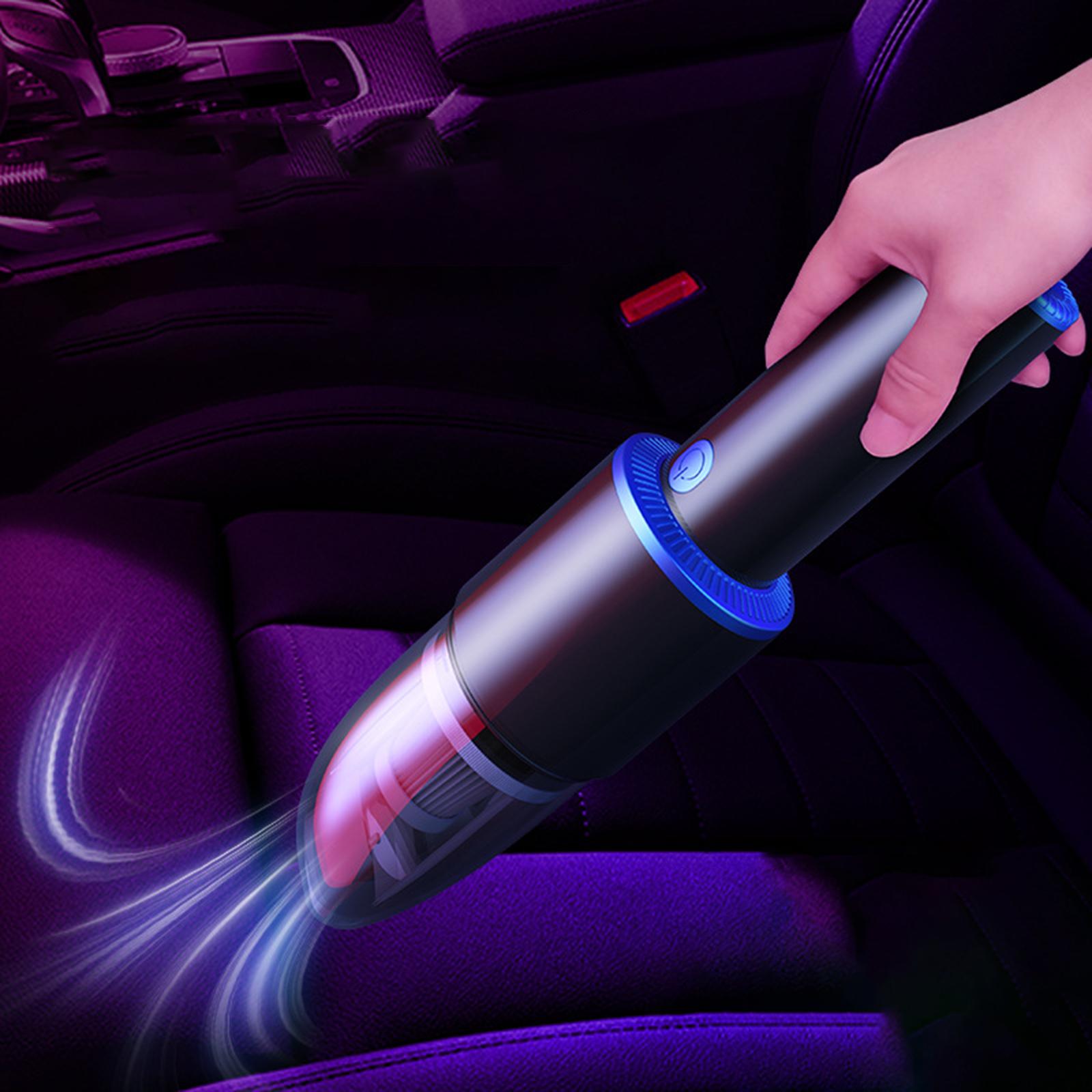Portable Car Vacuum Cleaner Mini Washable Handheld Vacuum for Dust Home Quick Charge USB Rechargeable Car Interior Clean: Wireless Blue