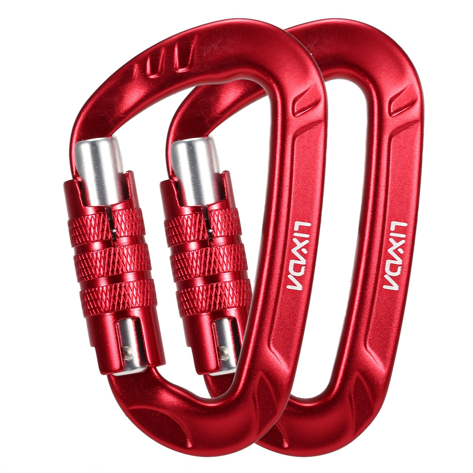 2PCS 12KN Carabiner Clips Mountaineering Caving Rock Climbing Carabiner D Shaped Safety Master Screw Lock Buckle Escalade: Type 1 Red