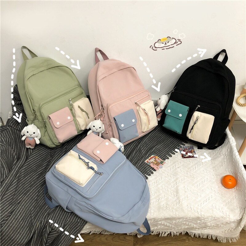 Dcimor Waterdichte Nylon Vrouwen Rugzak Vrouwelijke Multi-Pocket Schooltas Leuke Meisje Boekentas College Laptop Rugzakken Reistas