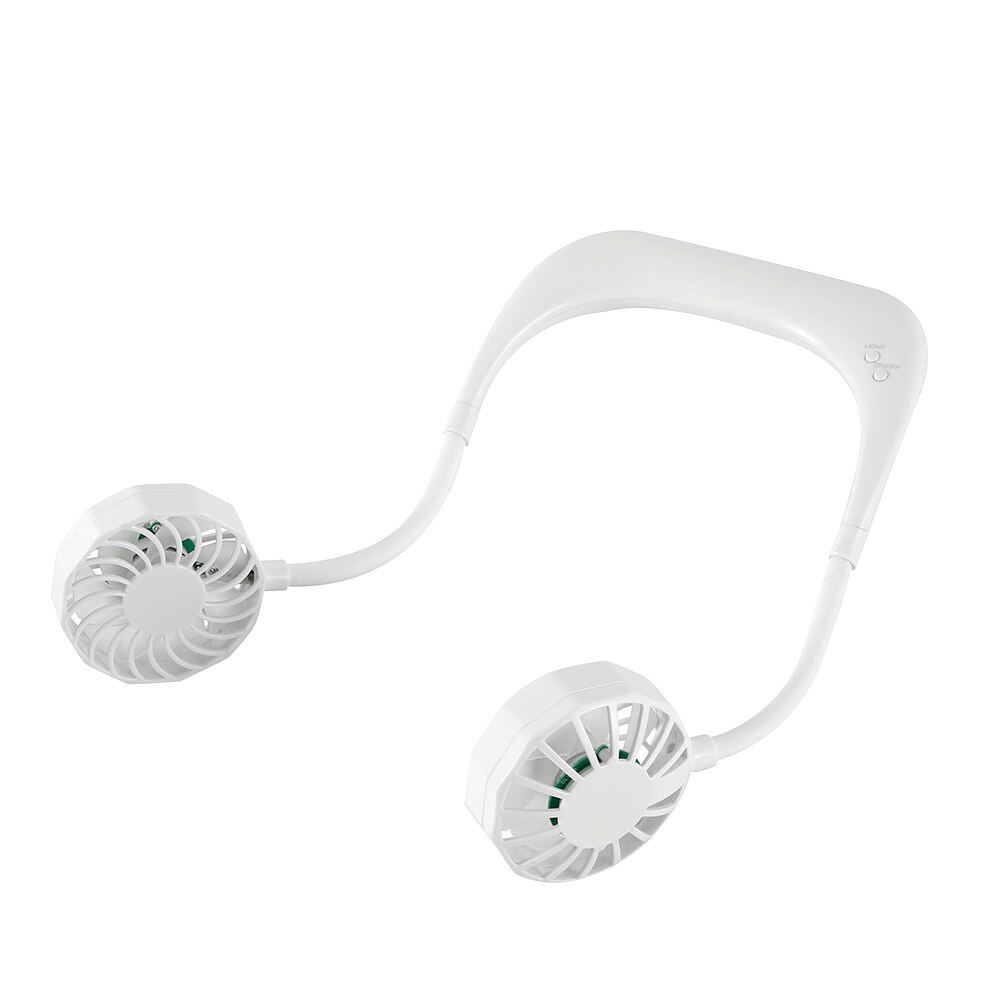 Usb Draagbare Ventilator Koude Fan Handsfree Hals Fan Opknoping Oplaadbare Mini Sport Fan 3-Speed Verstelbare Hals Dual fan Home Office: white