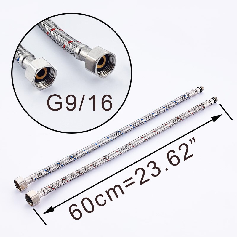 G1/2 g3/8 g9/16 vvs -slanger fleksible vvs -rør i rustfrit stål 40cm 60cm 80cm 100cm kold- og blandevandsslanger: 60cm størrelse c