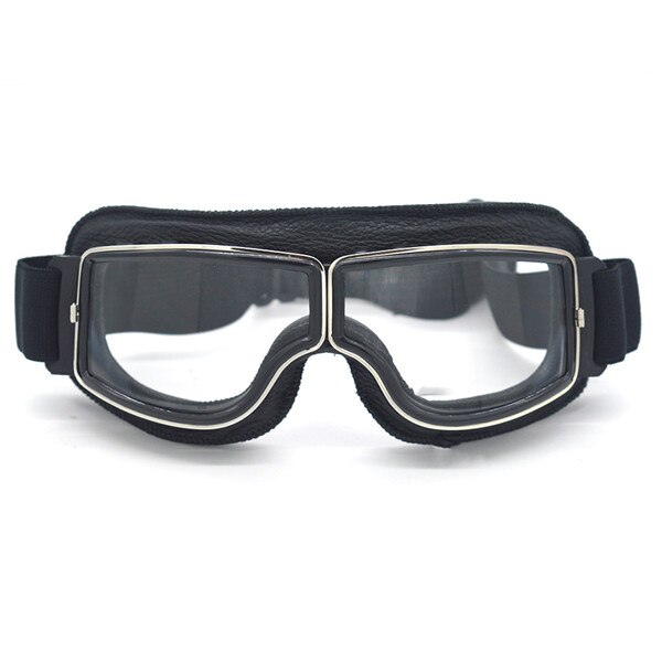 Mooreaxe Motorcycle Vintage Goggles Pilot Motorbike Scooter Biker Retro Glasses Jet Helmet Goggles For Harley Helmet: Chrome Clear Lens
