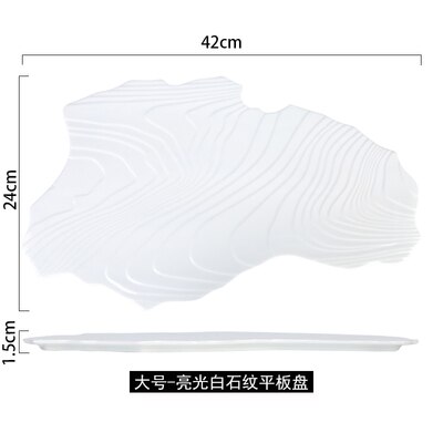 Western Plate Black Irregular Shape Steak Plates Restaurant Food Decoration Plate Swing Fruits tray Porcelain Dish: 03