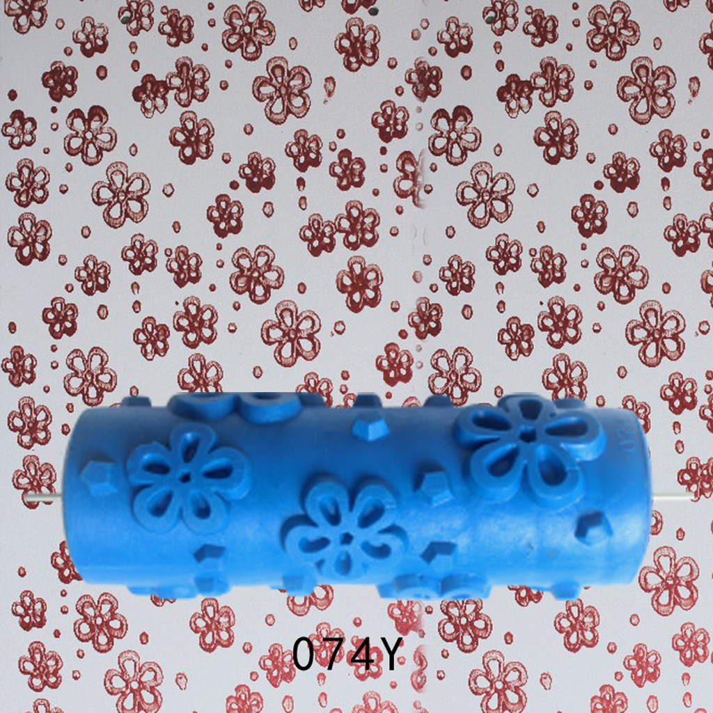 5'' Rubber Embossed Flower Pattern DIY Paint Roller Sleeve Decorative Texture Roller for Wall Painting Machine