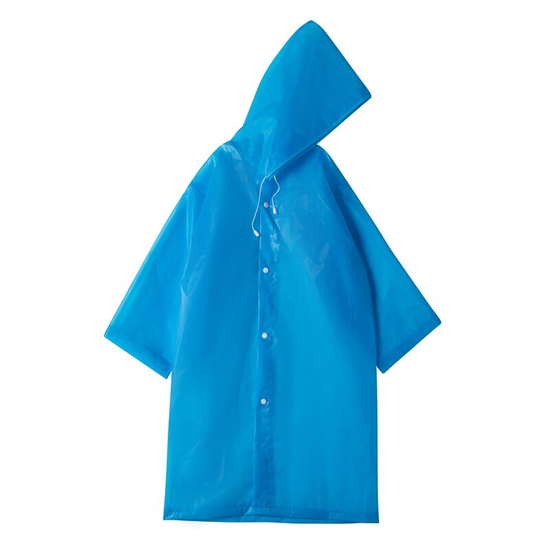 Transparent Vinyl Raincoat Runway Style Adult Unisex Clear Rain Coat protective: Blue