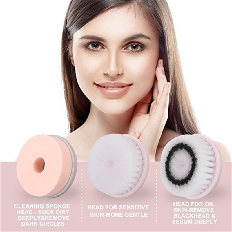 Elektrisk ansigtsrens 3- i -1 vaskebørste ansigtsrens børste hudscrubber rengøringsanordning til ansigtsbørste rensning