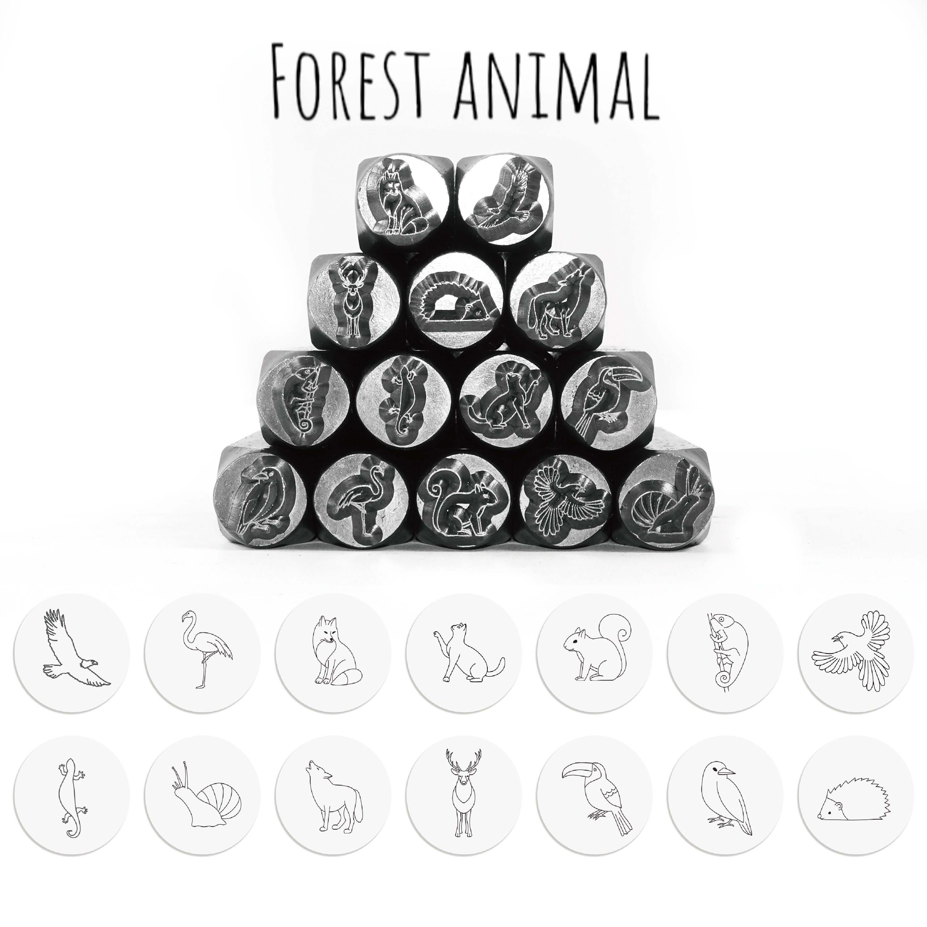 Metal Stamping Jewelry Making Supplies Forest Animals Metal Stamp for Metal, Jewelry (8.5mm)
