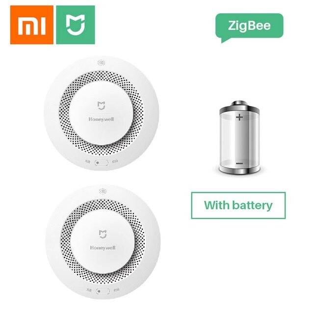 Mijia honeywell brandalarm røgsensor gasdetektor arbejde med multifunktionsgateway 2 smart home security app control: 2 stk uden batteri
