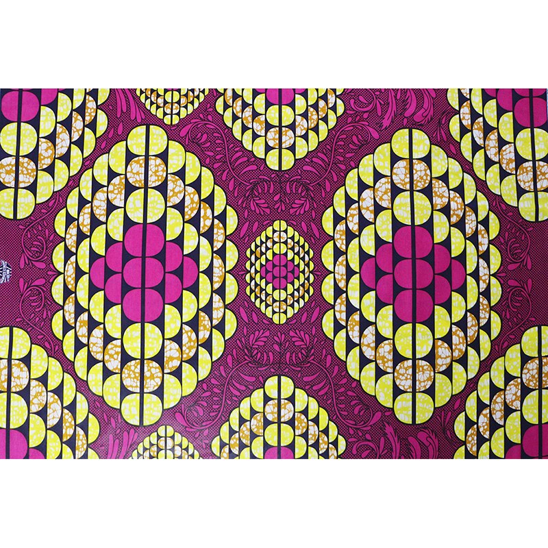 Wax Afrikaanse Stof 100% Katoen Geel En Roze Print Stof 6Yards \ Set