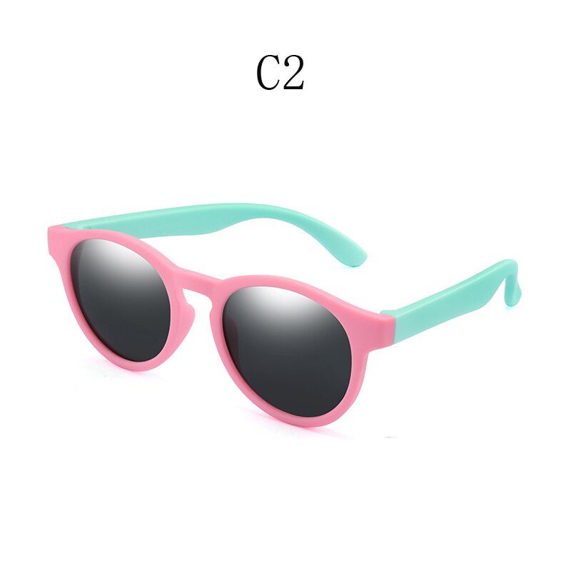 Gafas de sol polarizadas de goma niños TR90 niños niñas espejo Polaroid gafas de sol gafas de seguridad de silicona para niños bebé UV400: KPR07-C2