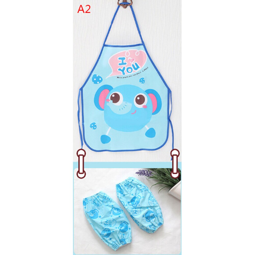 Delantal con mangas de dibujos animados para niños, conjunto de bolsillo con gorro de Chef, arte artesanal, traje de cocina, bebida, comida, ropa para hornear: 2
