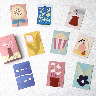 28pcs Cartoon Lomo Cards Mini Postcard Greeting Cards Postcards Letter Pads Birthday Envelope Message Card Set: D