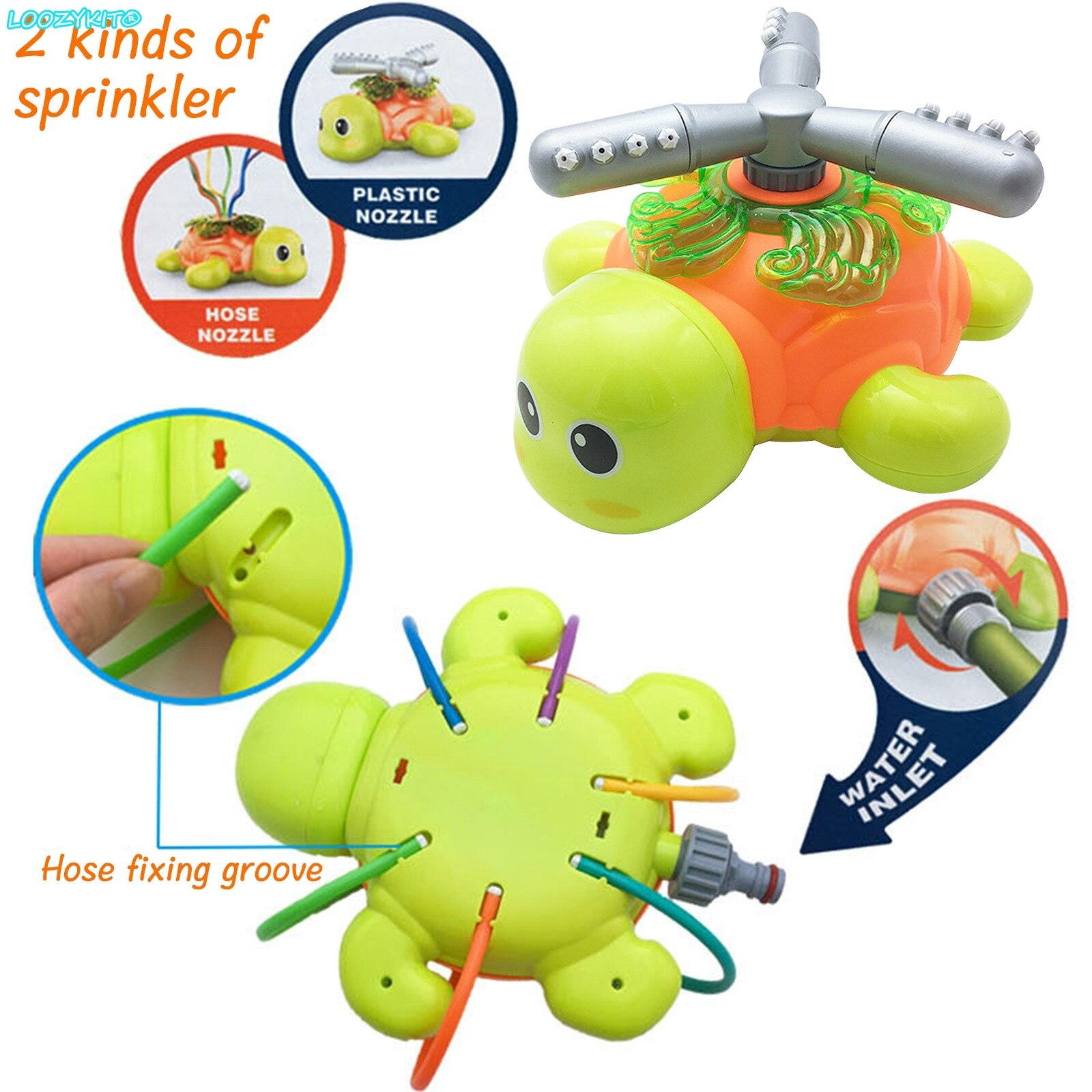 Turtle Sprinkler For Kids Toy with 6 duct Tubes Water Sprinkler For Kids Outdoor Play-Outdoor Water Play Sprinklers