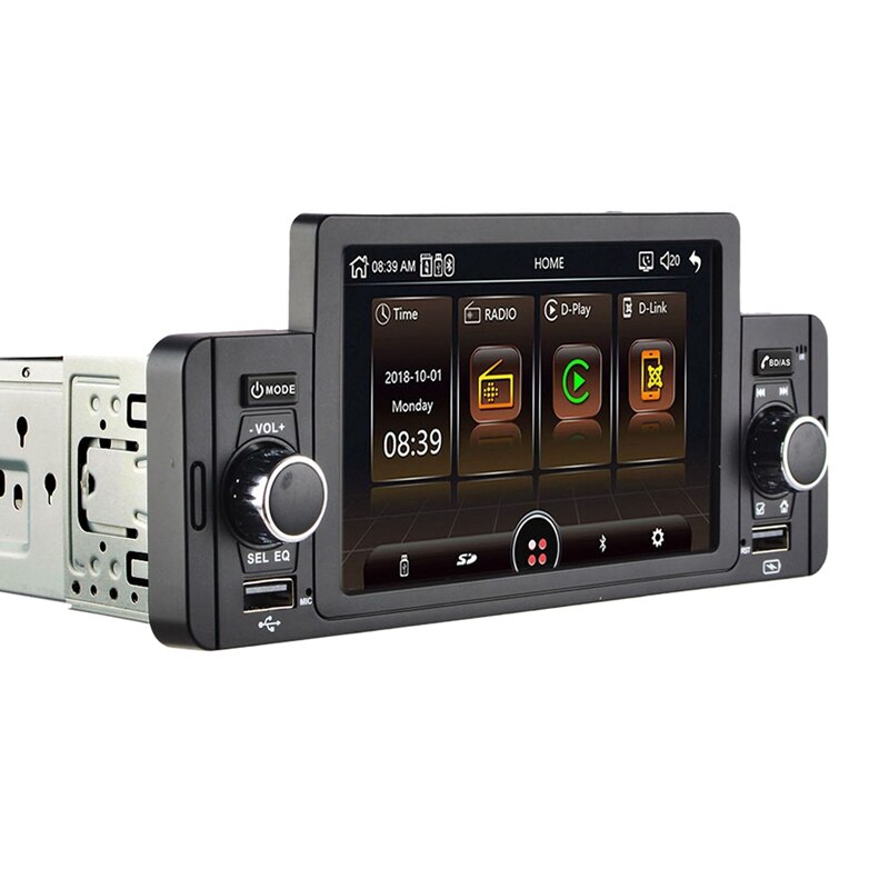 1 Din Auto Radio Stereo 5 Inch Multimedia Ips Touchscreen MP5 Speler Met Knop Knop Dual Usb Bluetooth Spiegel Link