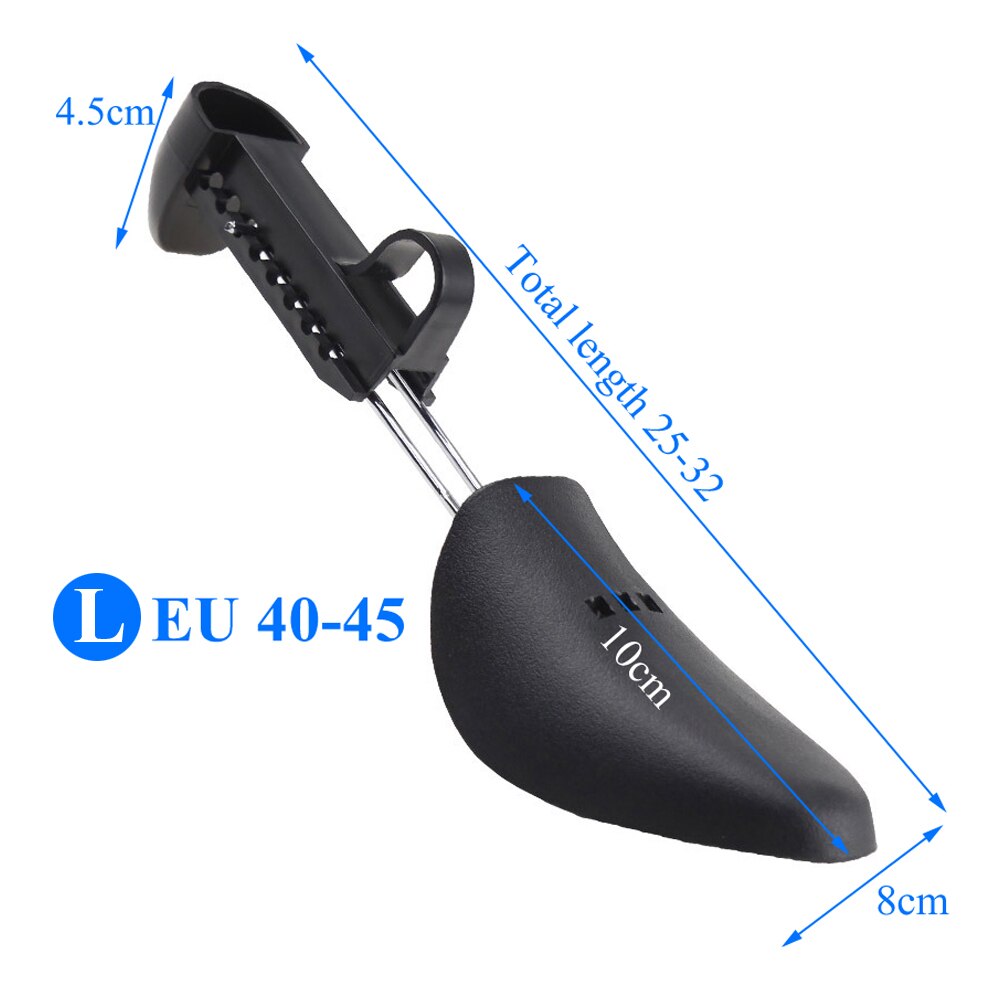 1 par praktiska plastsko trädskor bår, justerbar man kvinnor lägenheter pumps boot shaper rack expander träd storlek s/l: L  eu 40-45