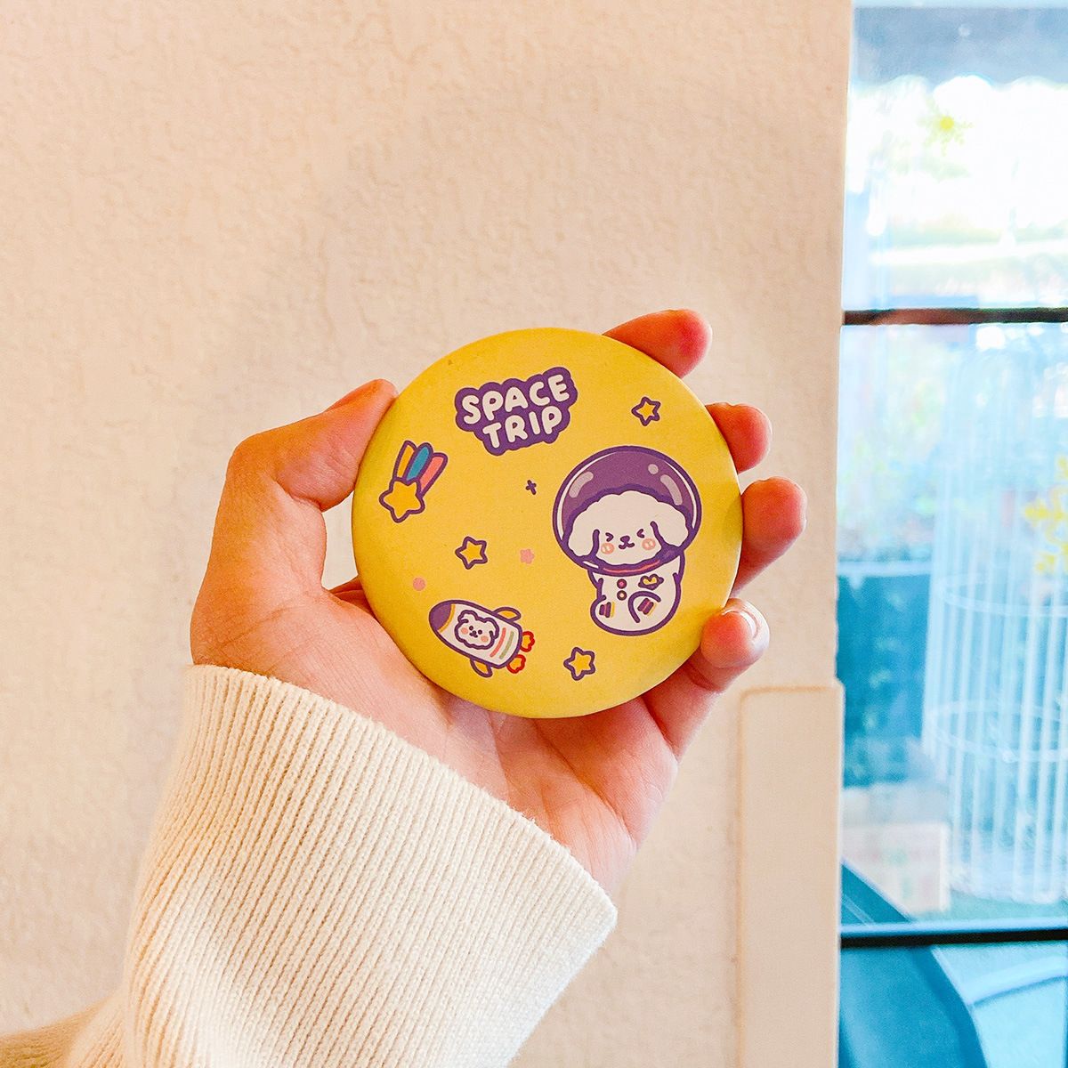 Mini espejo de dibujos animados, espejo redondo pequeño portátil, perfecto para niños y niñas, 1 unidad