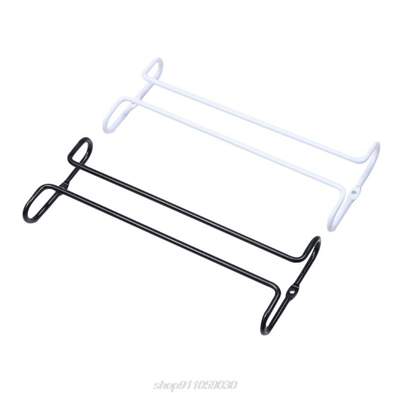 Single Row Suspension Hanging Wine Glass Holder Inverted Shelf Under Mounted on Cabinet Glass Storage Metal A23 21