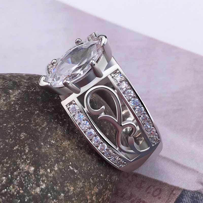 Luxe Cz Ring Bridal Ring Met Enorme Brilliant Cz Prong Vintage Eeuwige Liefde Engagement Trouwringen Voor Vrouwen Vriendin