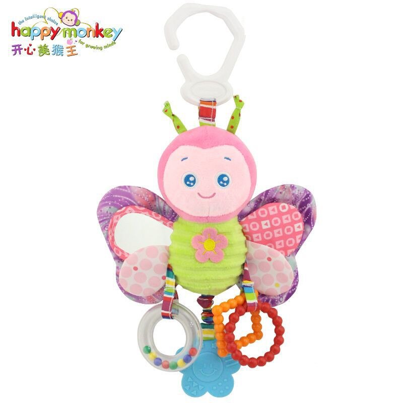 Gelukkig Aap Pluche Knuffeldier Bunny Speelgoed Rammelaar Bijtring Baby Bed Speelgoed: Butterfly