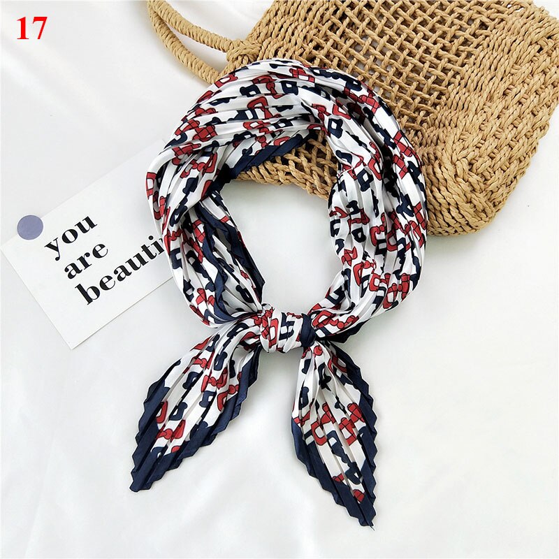 70*70cm Wrinkle Small Silk Scarf For Women Chiffon Square Scarf Fold Scarf Floral Striped Printed Women Office Scarves Foulard: 17