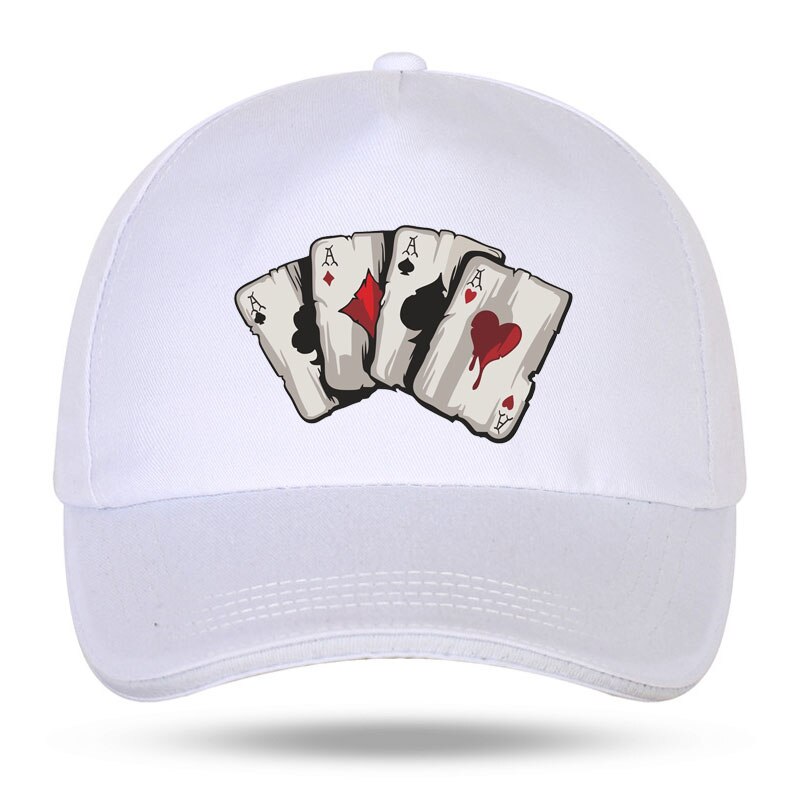 Sommer brand poker spar en interessant print herre baseball kasketter afslappet hip hop bomuld kvinder trucker cap velcro hat: Hvid