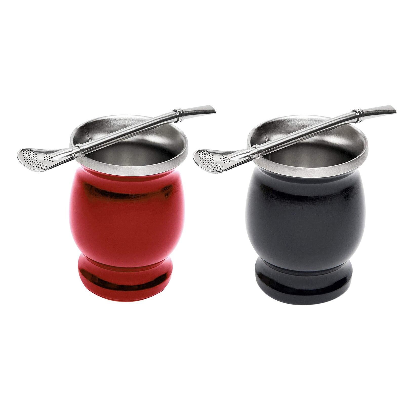 Rvs Dubbelwandige Moderne Yerba Mate Kalebas Mate Cup Dubbelwandige Mok Met Stro Lepel Traditionele Mate Cup