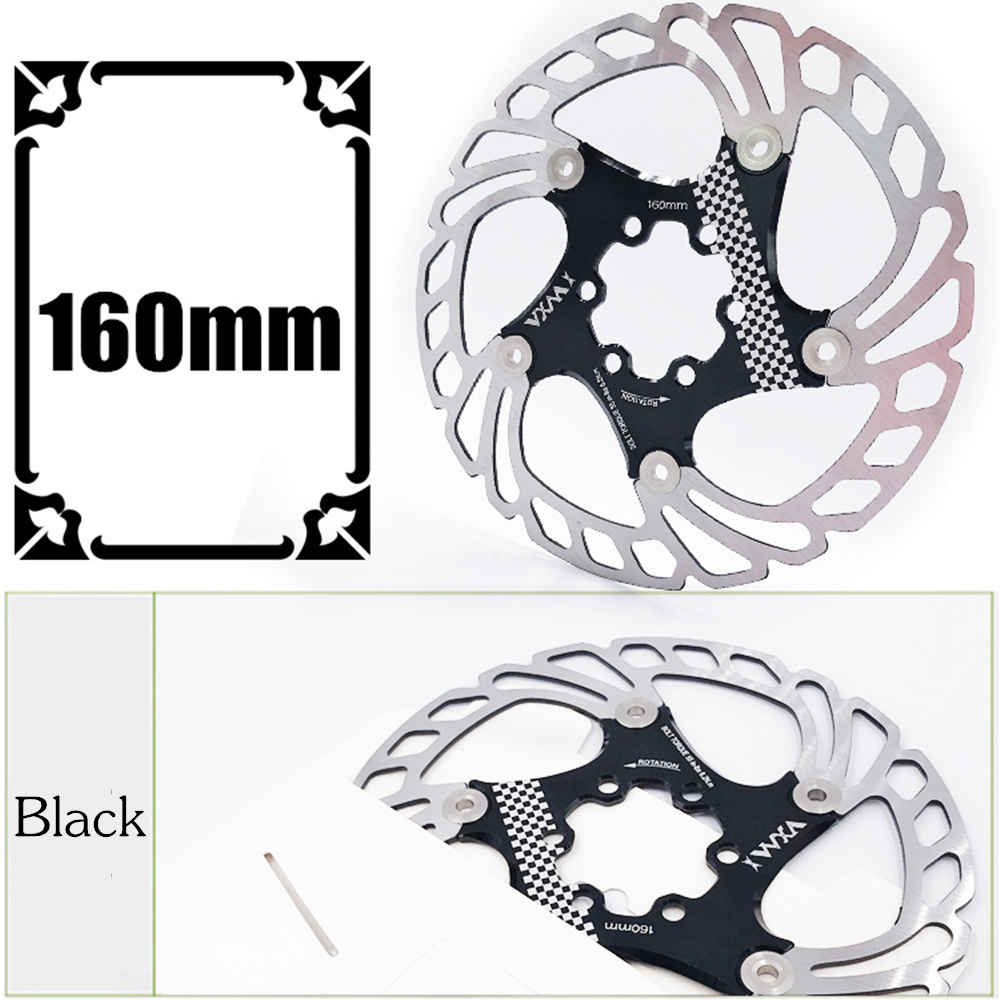 VXM Bicycle Floating brake disc float/ultralight MTB bike brake pads six hole disc rotors 140/160/180/203mm Bicycle parts: 160mm Black
