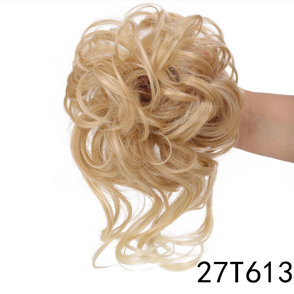 LiHui moño sintético, banda con rizos desordenados, pinza elástica para el pelo, pieza de peluca, pinza para el pelo para mujer, negro y marrón: #35