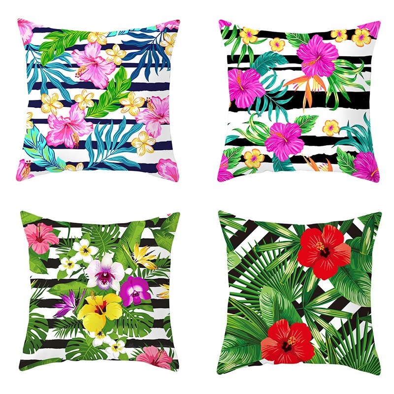45*45Cm Kids Pasen Dag Tropische Decoratie Print Kussenhoes Polyester Groene Plant Sierkussen Voor Sofa/home Decor Pillowcas